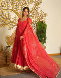 Bandhej Print Faux Georgette Gown with Dupatta & Bottom Set