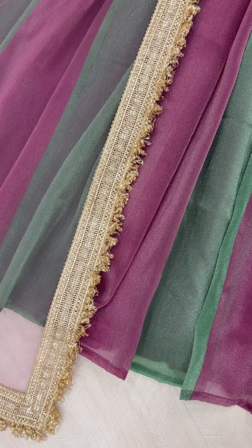 Embroidered Moss Silk Anarkali Gown Set with Dupatta & Bottom