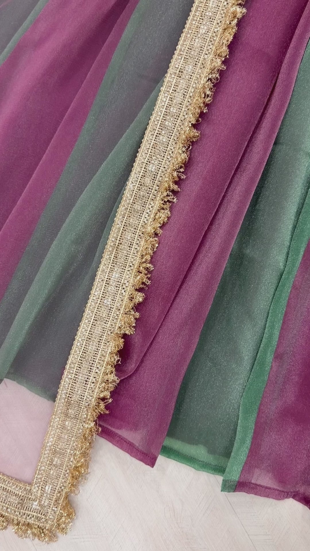 Embroidered Moss Silk Anarkali Gown Set with Dupatta & Bottom