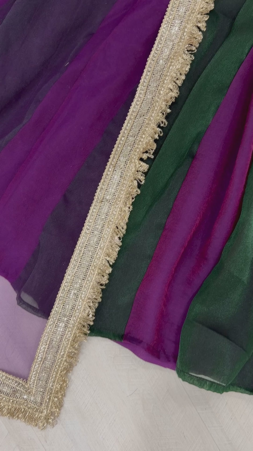 Embroidered Moss Silk Anarkali Gown Set with Dupatta & Bottom