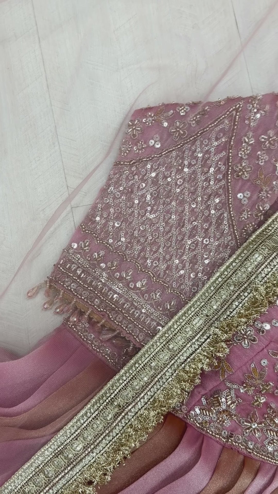 Embroidered Moss Silk Anarkali Gown Set with Dupatta & Bottom