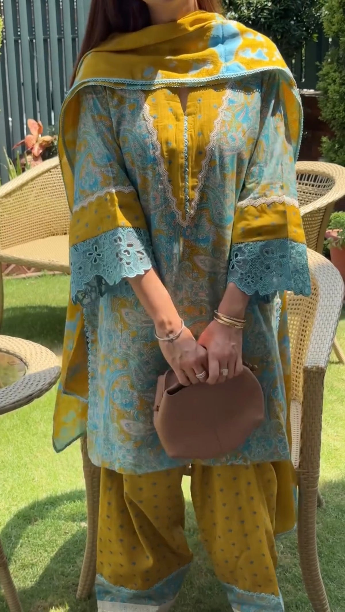 Printed Cambric Cotton Farshi Palazzo Set with Dupatta
