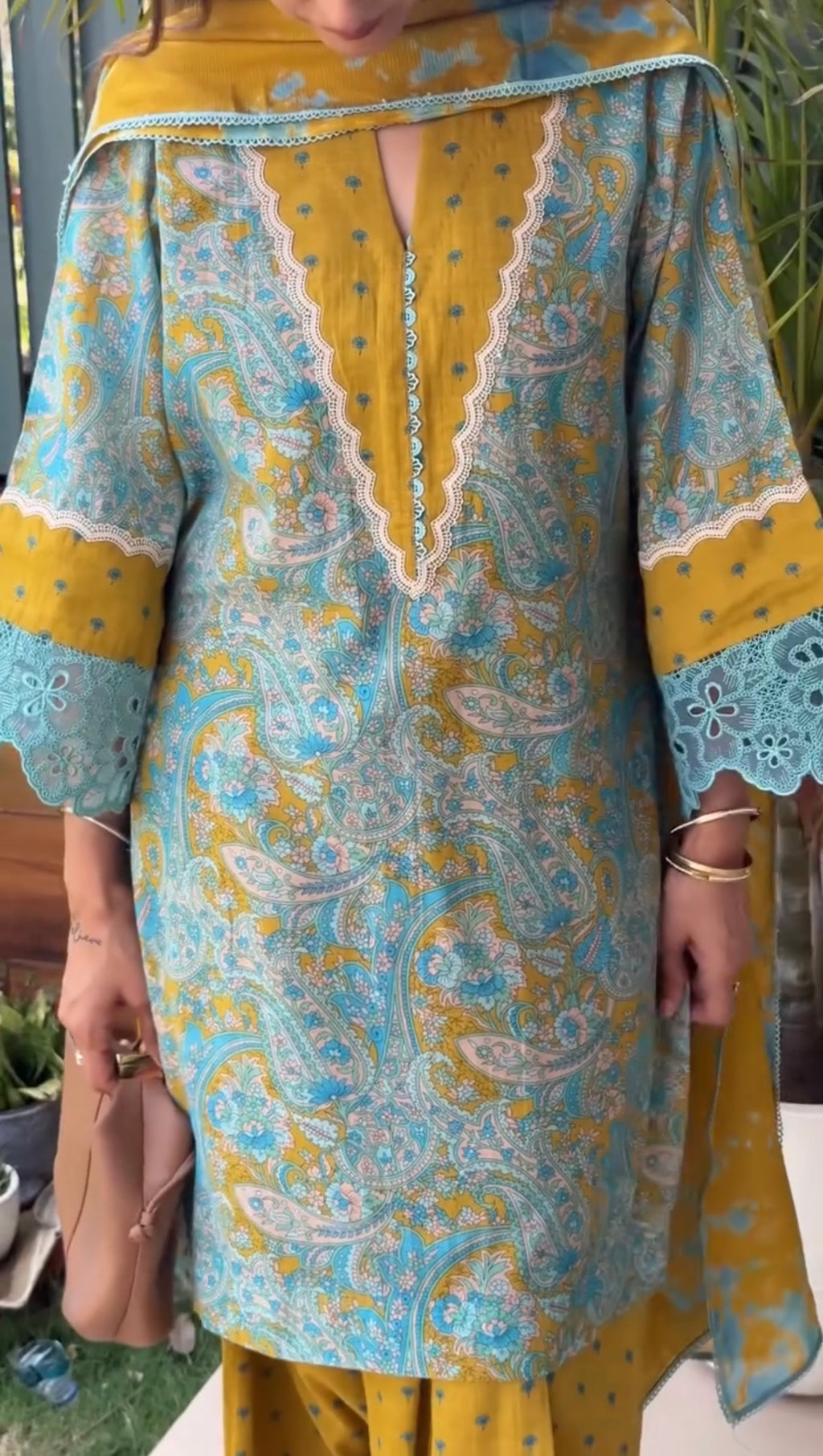 Printed Cambric Cotton Farshi Palazzo Set with Dupatta