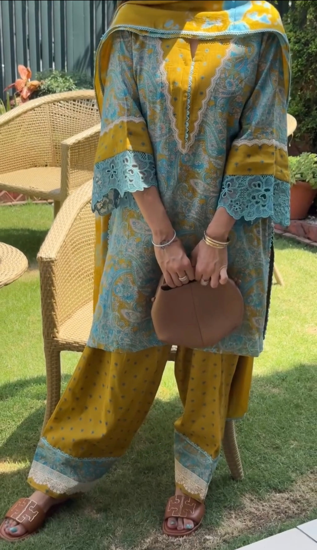 Printed Cambric Cotton Farshi Palazzo Set with Dupatta
