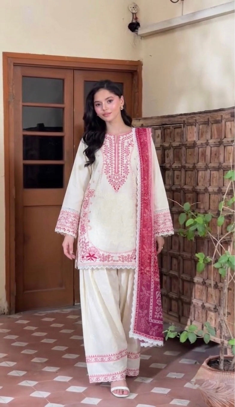 Embroidered Satin Rayon Kurta with Farshi Palazzo & Printed Dupatta Set – Party Wear
