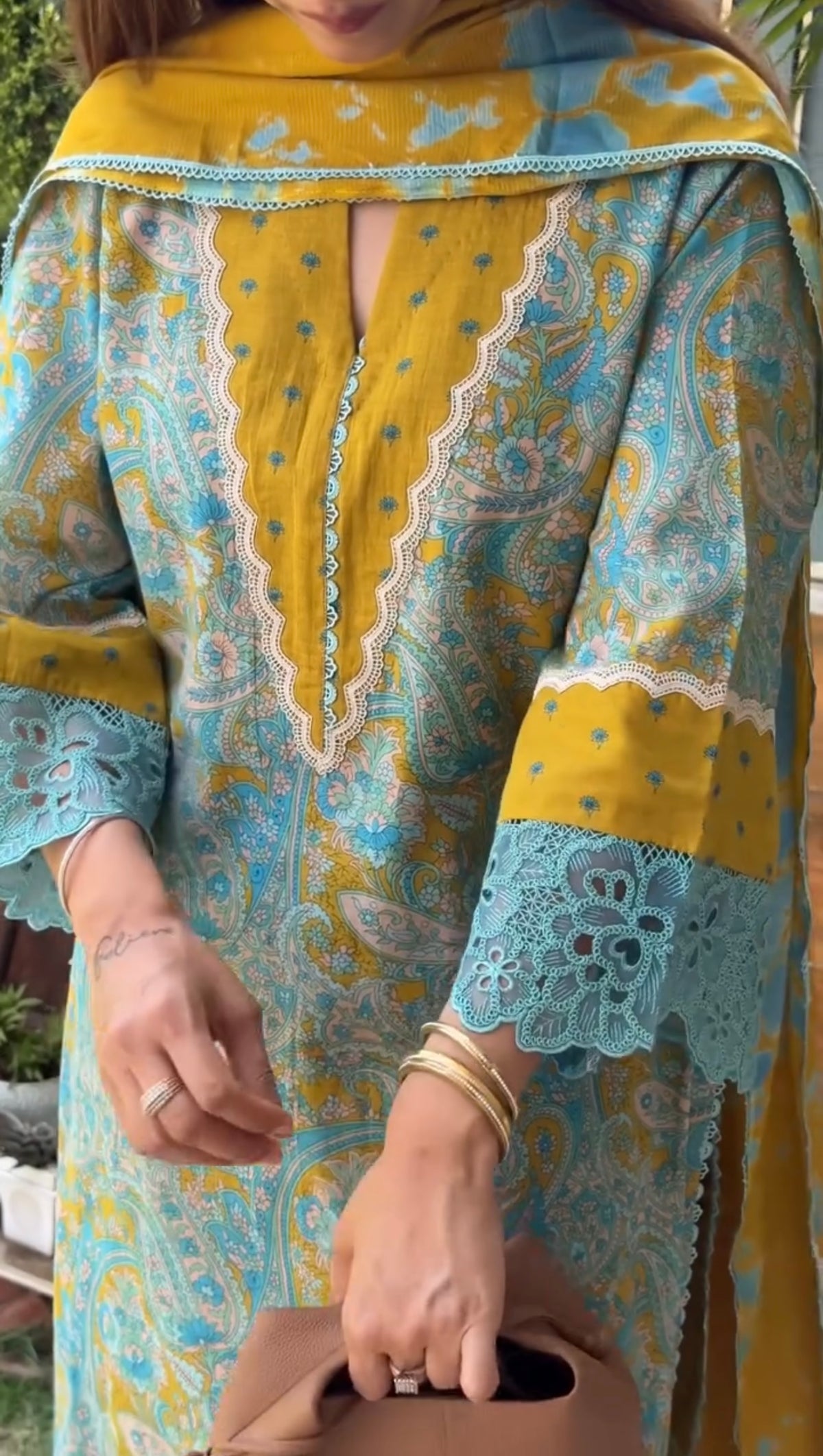 Printed Cambric Cotton Farshi Palazzo Set with Dupatta