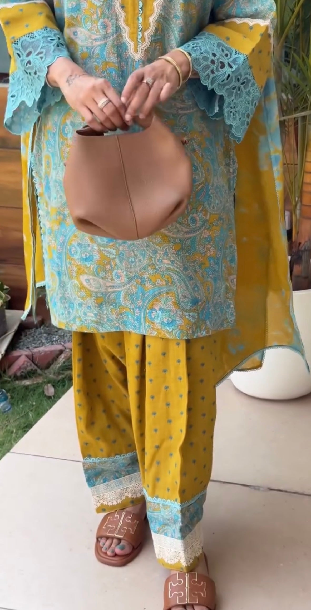 Printed Cambric Cotton Farshi Palazzo Set with Dupatta